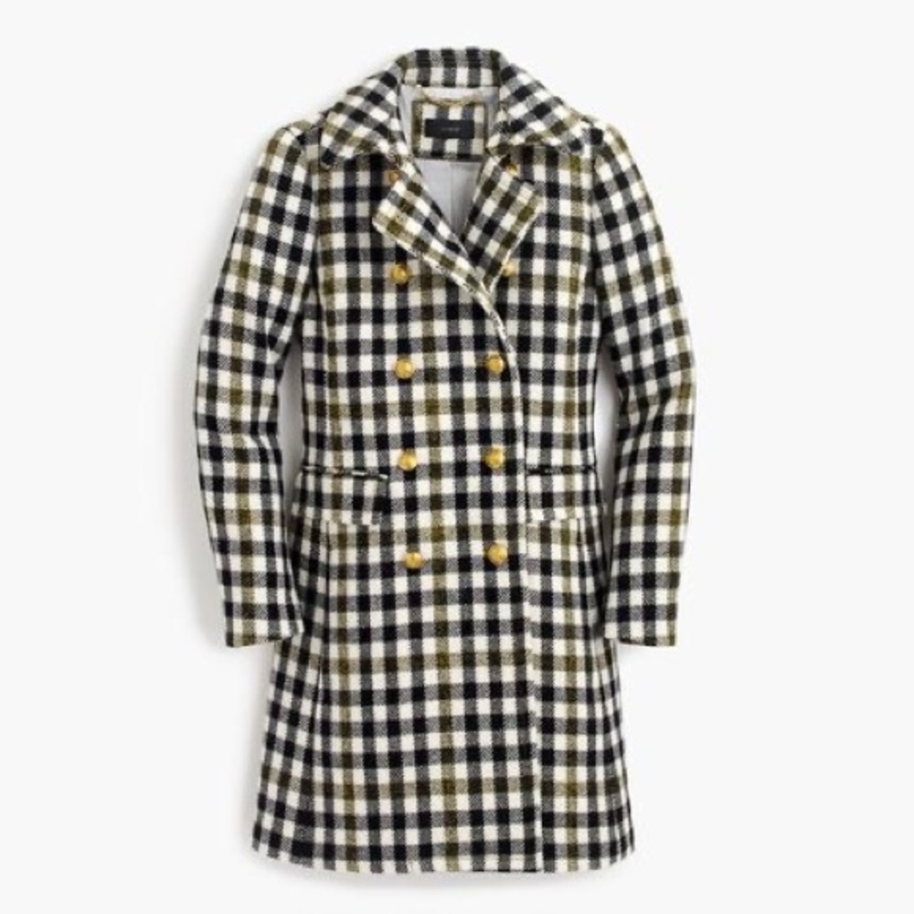 J. Crew Oxford Check Italian Wool Coat